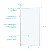 Pare baignoire rabattable 75x130cm - Finition Blanc - WHITE CONTOURING SCREEN