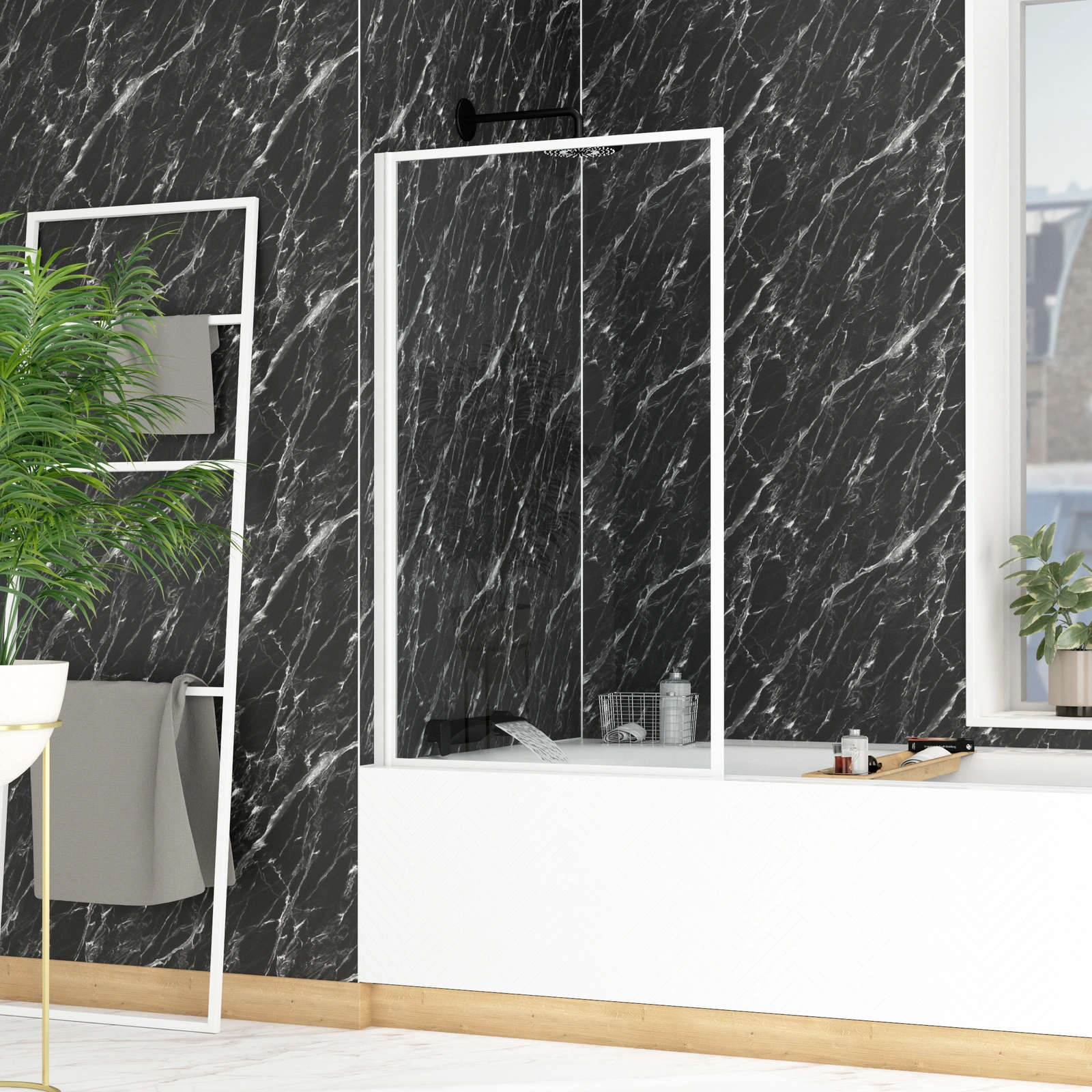 Pare baignoire rabattable 75x130cm - Finition Blanc - WHITE CONTOURING SCREEN Pare baignoire rabattable 75x130cm - Finition Blanc - WHITE CONTOURING SCREEN
