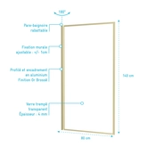 Pare baignoire rabattable 80x140cm - Finition Or Brossé - GOLDY CONTOURING SCREEN