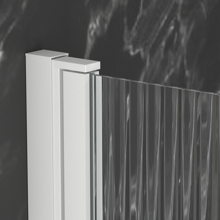 Pare-baignoire Rabattable 80x140cm - Profilé Blanc - Verre Trempé Ondulé 5mm - WAVY