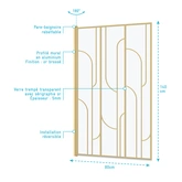 Pare-baignoire rabattable 80x140cm Sérigraphie Art Déco Arrondie - Finition Or Doré Brossé