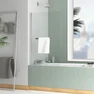 Pare-baignoire Rabattable avec porte-serviette 70x120cm - Profilé Chromé - Verre 4mm - ELEMENTARY