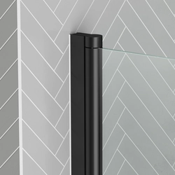 Pare-baignoire Rabattable avec porte-serviette 70x120cm - Profilé Noir Mat - Verre 4mm - ELEMENTARY
