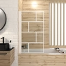 Pare baignoire rabattable sérigraphié 75x125cm - Blanc - WHITE BLOCKS SCREEN