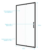 Paroi de douche 1 porte coulissante 100x200 cm - Verre transparent - Profilé Noir - CRUSH