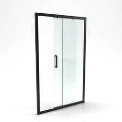 Paroi de douche 1 porte coulissante 140x200 cm - Verre transparent - Profilé Noir - CRUSH