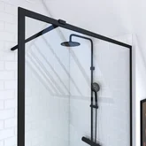 Paroi de Douche 100x200 cm - Cadre et Bras Aluminium NOIR MAT - DARK CONTOURING