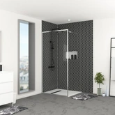 Paroi de Douche 100x200 cm - Cadre et Bras Aluminium Chrome - CHROMED CONTOURING