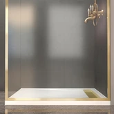 Paroi de Douche 100x200cm + Grille Finition Or Doré Brossé + Receveur Blanc 100x80x4cm