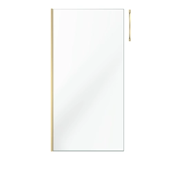 Paroi de Douche 100x200cm Verre 8mm - Profilé + Barre Plafond Finition Or Brossé - FREEDOM 2 GOLD
