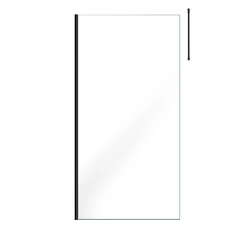 Paroi de Douche 100x200cm Verre Transparent - Profilé + Barre Plafond Noire - FREEDOM 2 BLACK