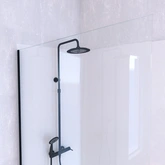 Paroi de Douche 120cm Verre 8mm - Profilé + Barre extensible + Colonne de Douche Mécanique NOIR MAT