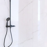 Paroi de Douche 120cm Verre 8mm - Profilé + Barre extensible + Colonne de Douche Mécanique NOIR MAT