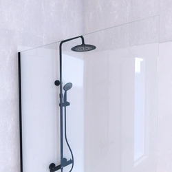 Paroi de Douche 120cm Verre 8mm - Profilé + Barre extensible + Colonne de Douche Thermostatique NOIR MAT