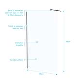 Paroi de Douche 120x195 cm en Verre Trempé 5 mm - Finition Noire - DARK ELEMENTARY
