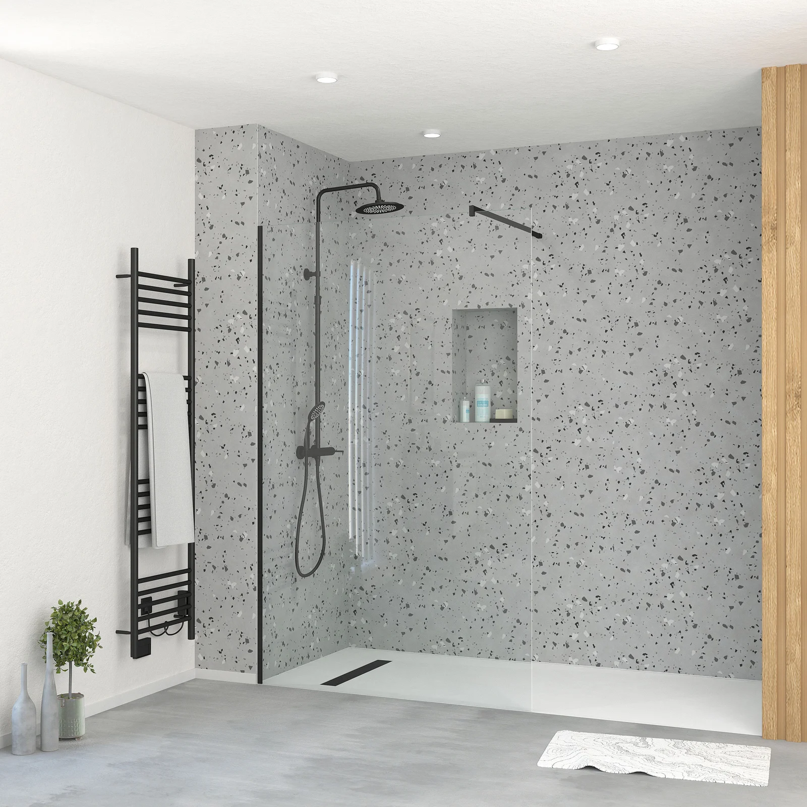 Paroi de Douche 120x195 cm en Verre Trempé 5 mm - Finition Noire - DARK ELEMENTARY Paroi de Douche 120x195 cm en Verre Trempé 5 mm - Finition Noire - DARK ELEMENTARY