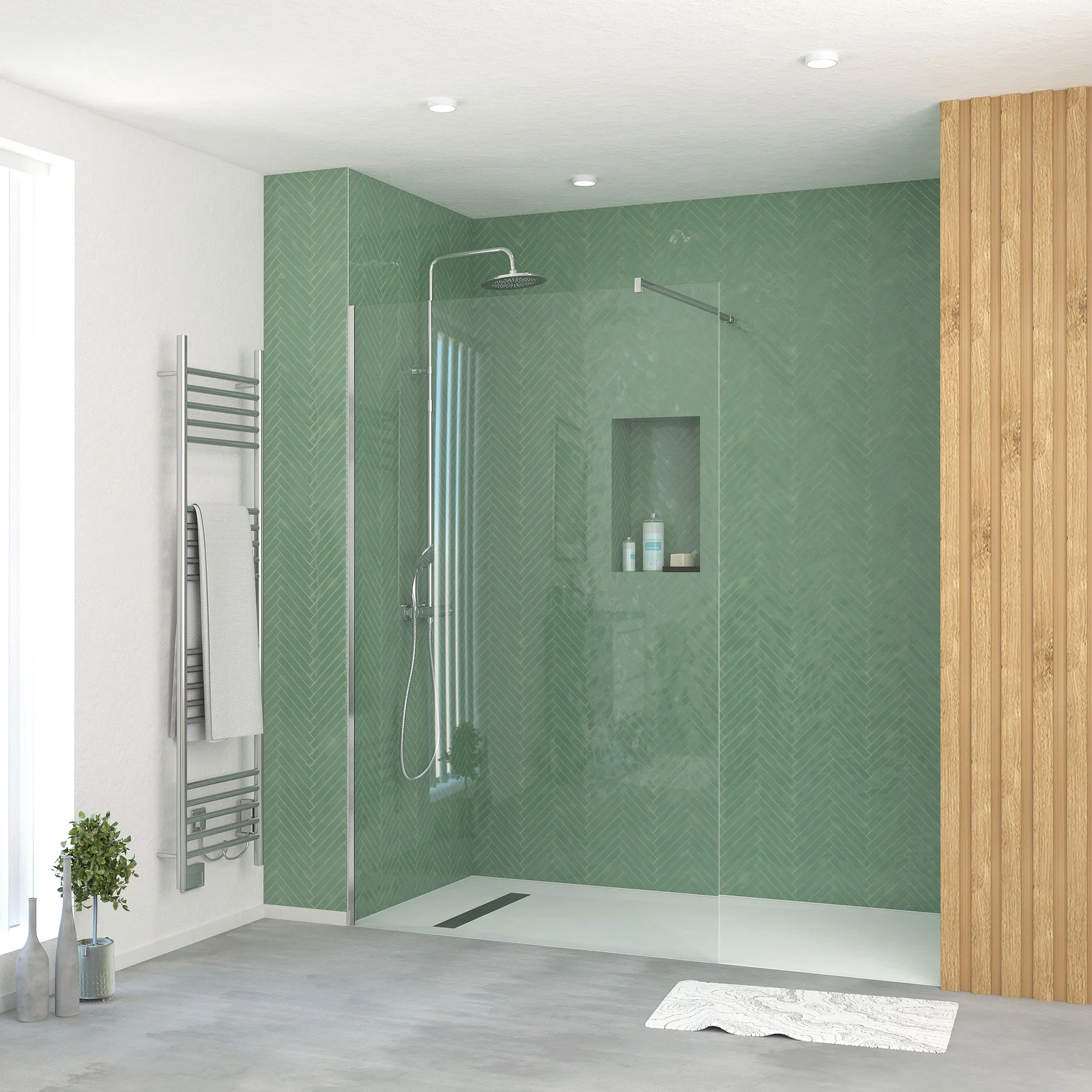 Paroi de Douche 120x195 cm en Verre Trempé 5 mm - Finition Chromé - CHROMED ELEMENTARY Paroi de Douche 120x195 cm en Verre Trempé 5 mm - Finition Chromé - CHROMED ELEMENTARY