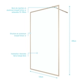 Paroi de douche 120x200 cm - Cadre et bras aluminium Or Doré Brossé - GOLDY CONTOURING