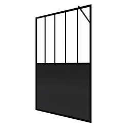 Paroi de douche 120x200 cm type verrieres - verre trempe 5mm et structure aluminium noir mat