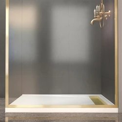 Paroi de Douche 120x200cm + Grille Finition Or Doré Brossé + Receveur Blanc 120x80x4cm
