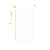 Paroi de Douche 120x200cm - Profilé + Bras extensible + Colonne de douche Thermostatique Or Brossé