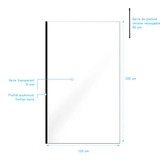 Paroi de Douche 120x200cm Verre Transparent - Profilé + Barre Plafond Noire - FREEDOM 2 BLACK