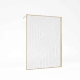 Paroi de douche 140 x 200 HINATA - style Japandi géométrique - Cadre effet Bois - Verre 6mm
