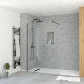 Paroi de Douche 140x195 cm en Verre Trempé 5 mm - Finition Noire - DARK ELEMENTARY