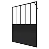 Paroi de douche 140x200 cm type verrieres - verre trempe 5mm et structure aluminium noir mat 