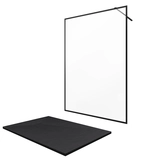 Paroi de douche 140x200 + receveur a poser 140x90 cm + cadre et barre noir mat - CONTOURING 140