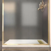 Paroi de Douche 140x200cm + Grille Finition Or Brossé + Receveur Blanc effet pierre 140x80x5cm