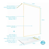 Paroi de Douche 140x200cm + Grille Finition Or Brossé + Receveur Blanc effet pierre 140x80x5cm