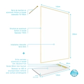 Paroi de Douche 140x200cm + Grille Finition Or Doré Brossé + Receveur Blanc 140x80x5cm