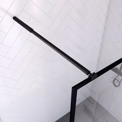 Paroi de douche 140x200cm + receveur a poser - 140x90cm - cadre et barre noir mat - CONTOURING 120