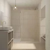 Paroi de douche 140x200cm - Verre feuillet? avec tissu dor? - Encadrement Or Dor? Bross? - COUTURE