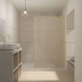 Paroi de douche 140x200cm - Verre feuillet? avec tissu dor? - Encadrement Or Dor? Bross? - COUTURE