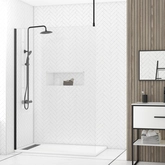 Paroi de Douche 140x200cm Verre Transparent - Profilé + Barre Plafond Noire - FREEDOM 2 BLACK