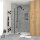 Paroi de Douche 50x195 cm en Verre Trempé 5 mm - Finition Noire - DARK ELEMENTARY