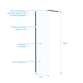 Paroi de Douche 50x195 cm en Verre Trempé 5 mm - Finition Noire - DARK ELEMENTARY