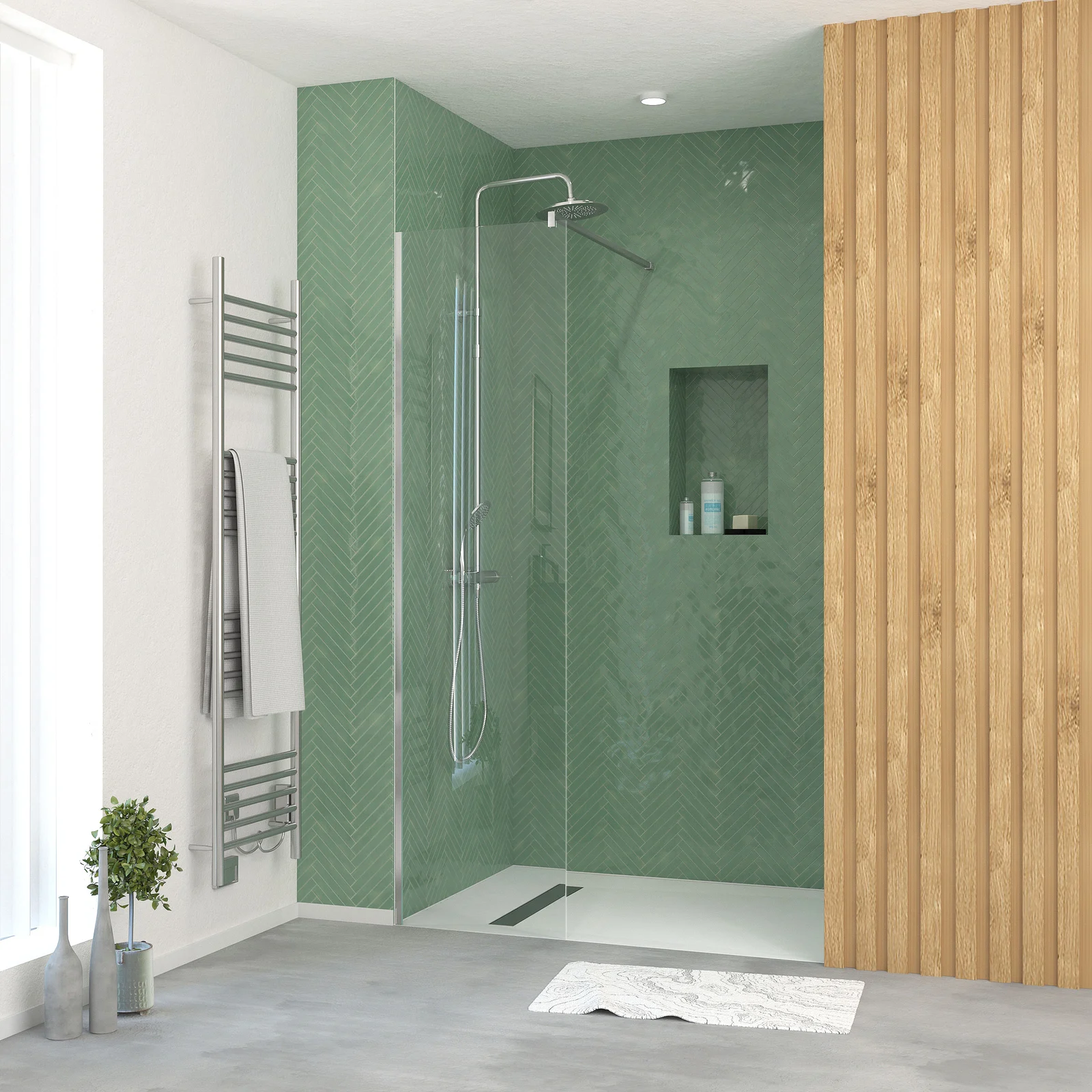 Paroi de Douche 50x195 cm en Verre Trempé 5 mm - Finition Chromé - CHROMED ELEMENTARY Paroi de Douche 50x195 cm en Verre Trempé 5 mm - Finition Chromé - CHROMED ELEMENTARY