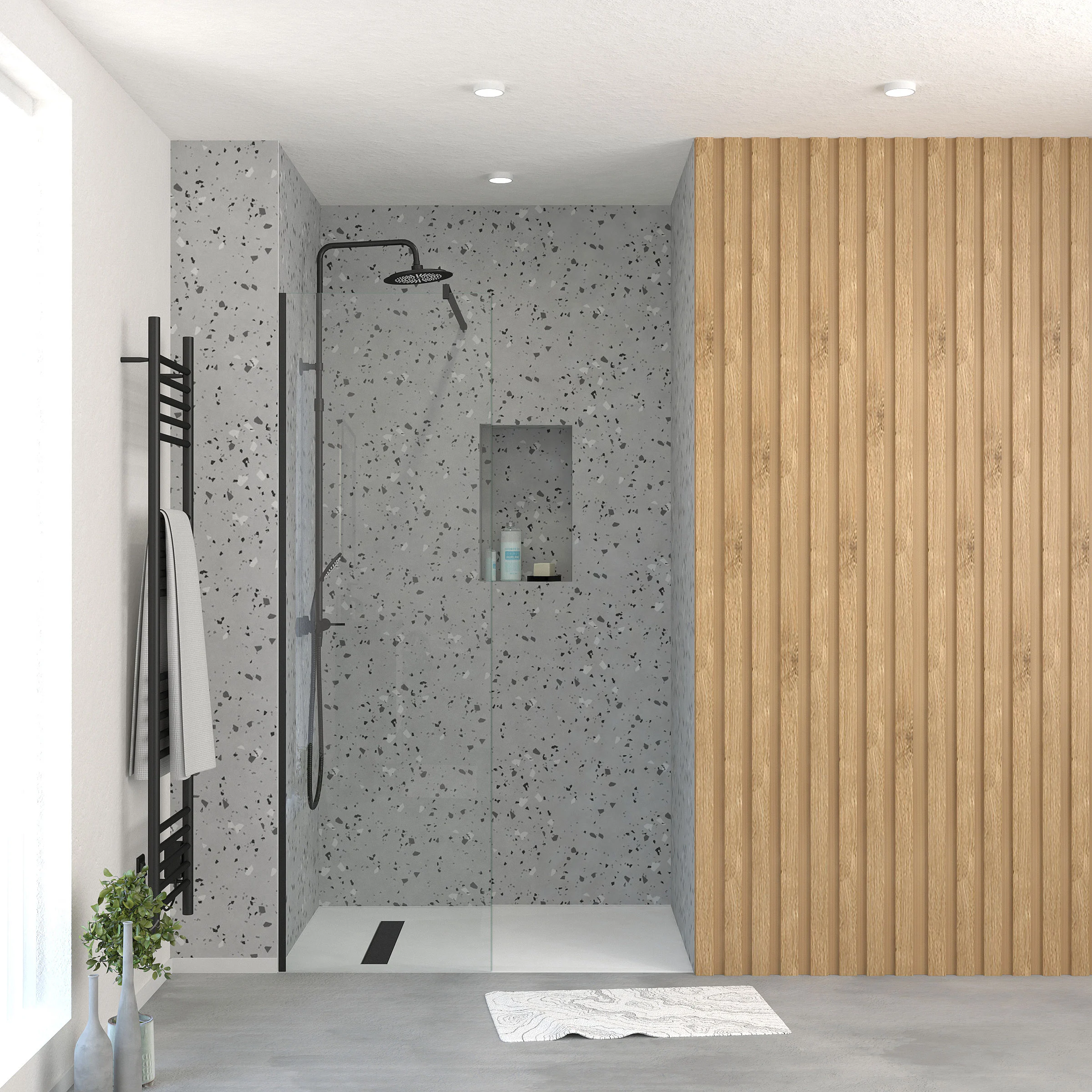 paroi de douche noire 60 cm