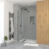 Paroi de Douche 60x195 cm en Verre Trempé 5 mm - Finition Noire - DARK ELEMENTARY