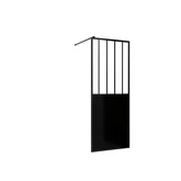 Paroi de douche 80x200 cm type verrieres - verre trempe et structure aluminium noir mat