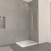 Paroi de Douche 80x200cm Verre 8mm - Profilé + Barre extensible Finition Or Brossé - FREEDOM 2 GOLD