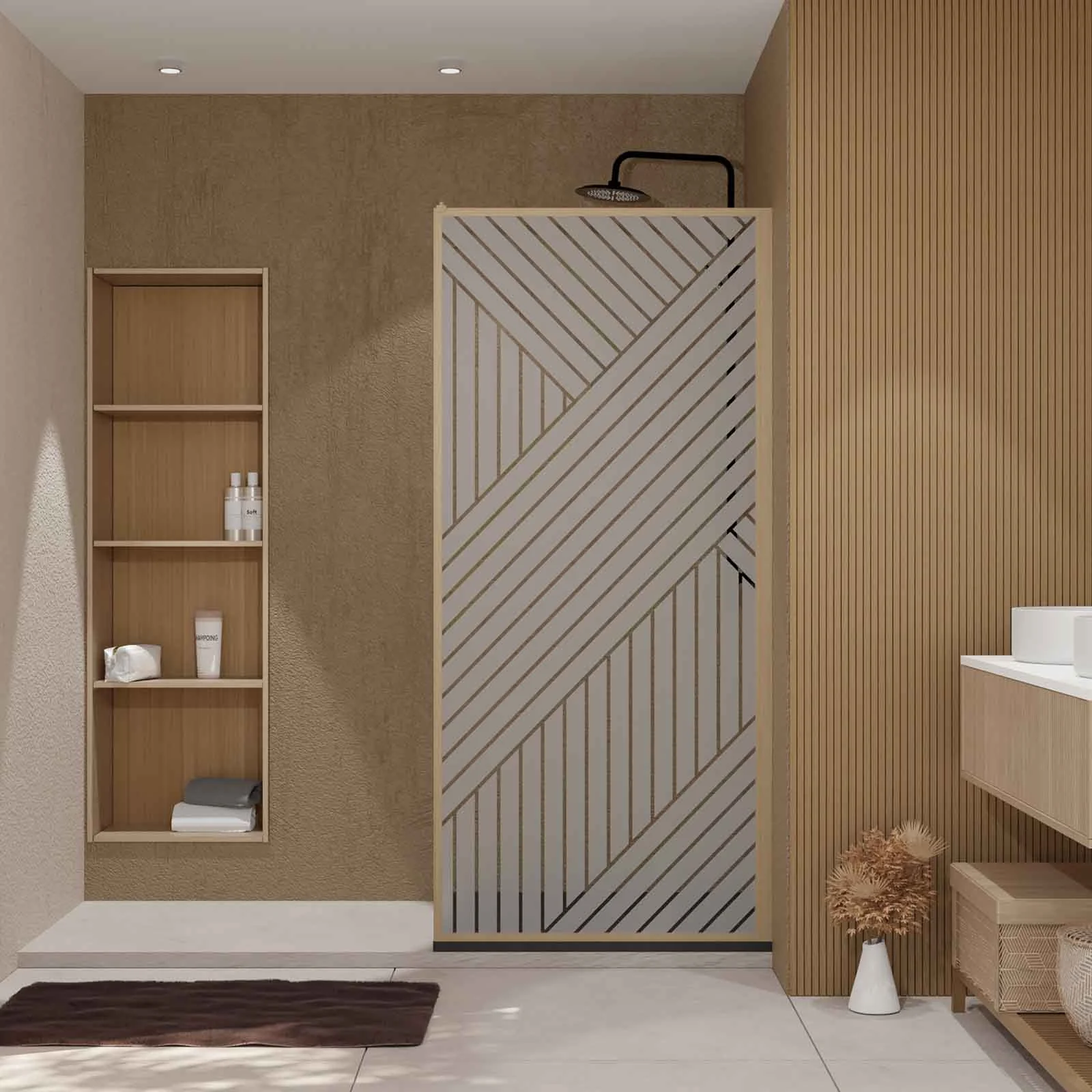 Paroi de douche 90 x 200 HINATA - style Japandi g Paroi de douche 90 x 200 HINATA - style Japandi g
