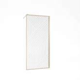 Paroi de douche 90 x 200 HINATA - style Japandi géométrique - Cadre effet Bois - Verre 6mm