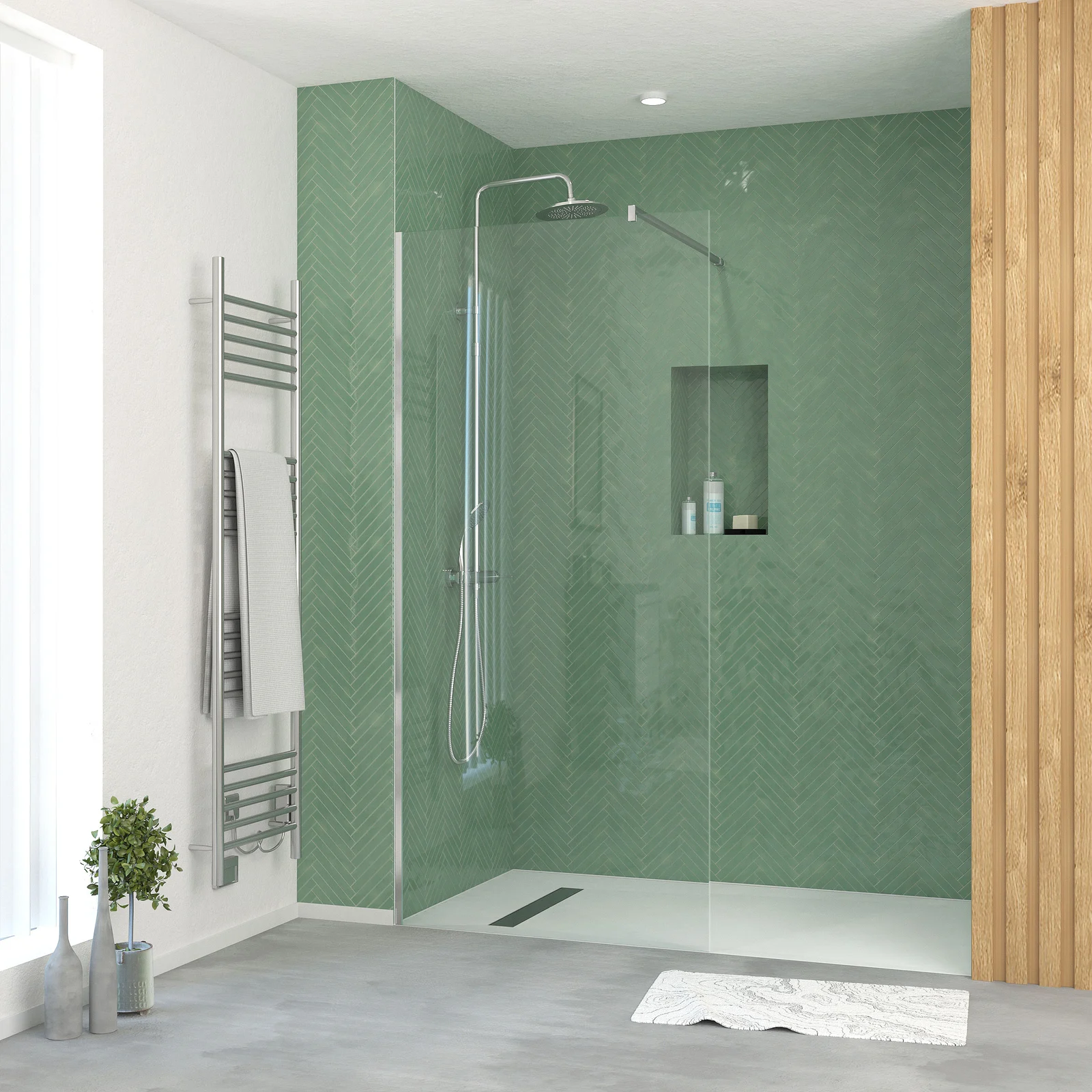 Paroi de Douche 90x195 cm en Verre Trempé 5 mm - Finition Chromé - CHROMED ELEMENTARY Paroi de Douche 90x195 cm en Verre Trempé 5 mm - Finition Chromé - CHROMED ELEMENTARY