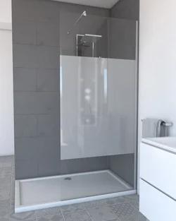 Paroi de douche 90x200 cm a l'italienne avec bras de fixation extensible - verre 8mm - bande depoli
