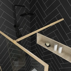 Paroi de douche 90x200 cm - Cadre et bras aluminium Or Doré Brossé - GOLDY CONTOURING