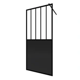 Paroi de douche 90x200 cm type verrieres - verre trempe et structure aluminium noir mat 